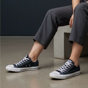 Converse Low Top Sneakers in Black and White